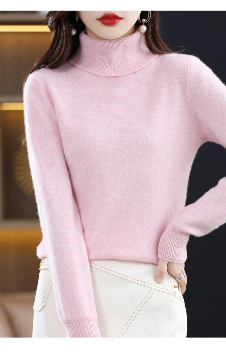 Merino Wool Cashmere Turtleneck Sweater