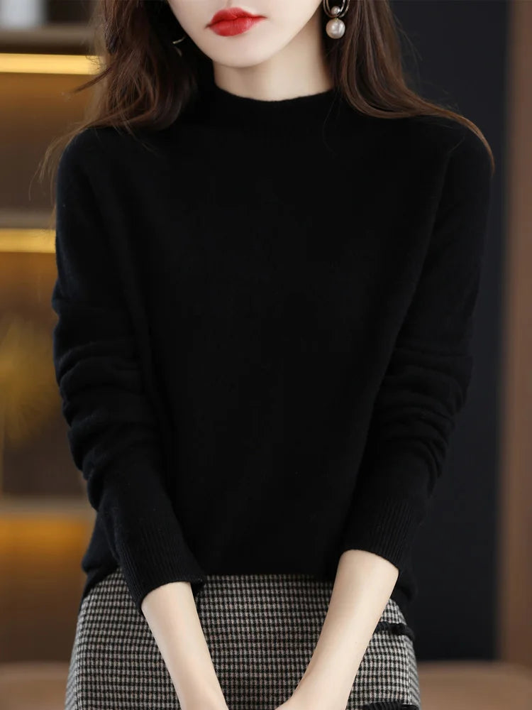 AOSSVIAO Luxury  Soft Knit Mock-Neck Sweater