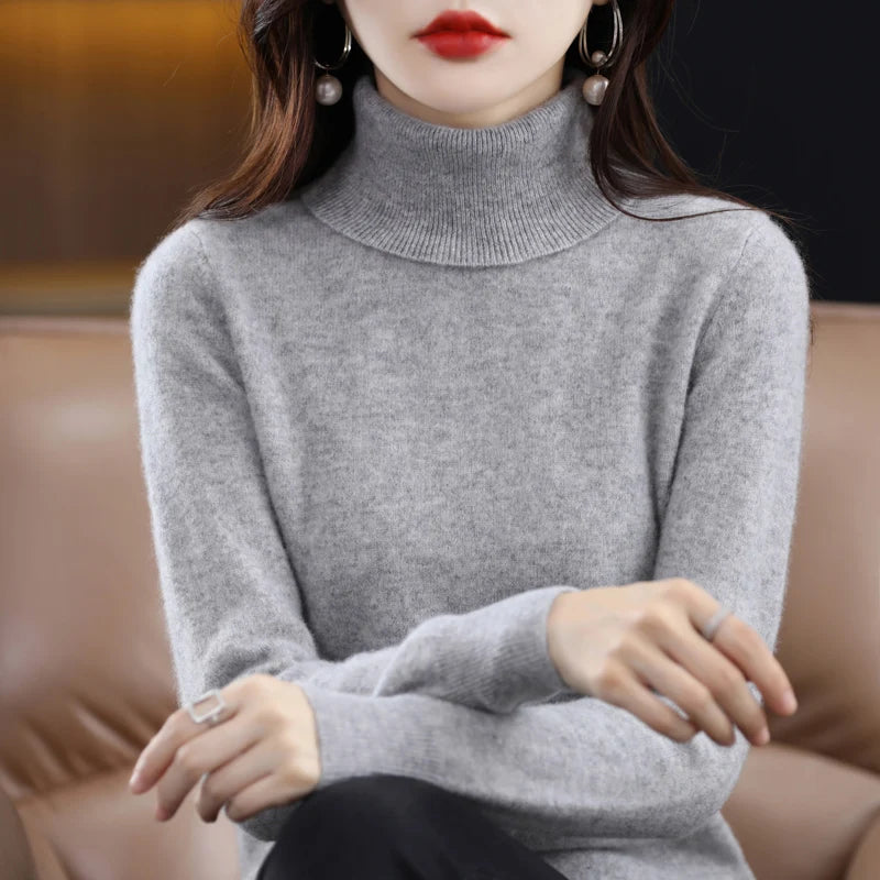 Merino Wool Cashmere Turtleneck Sweater