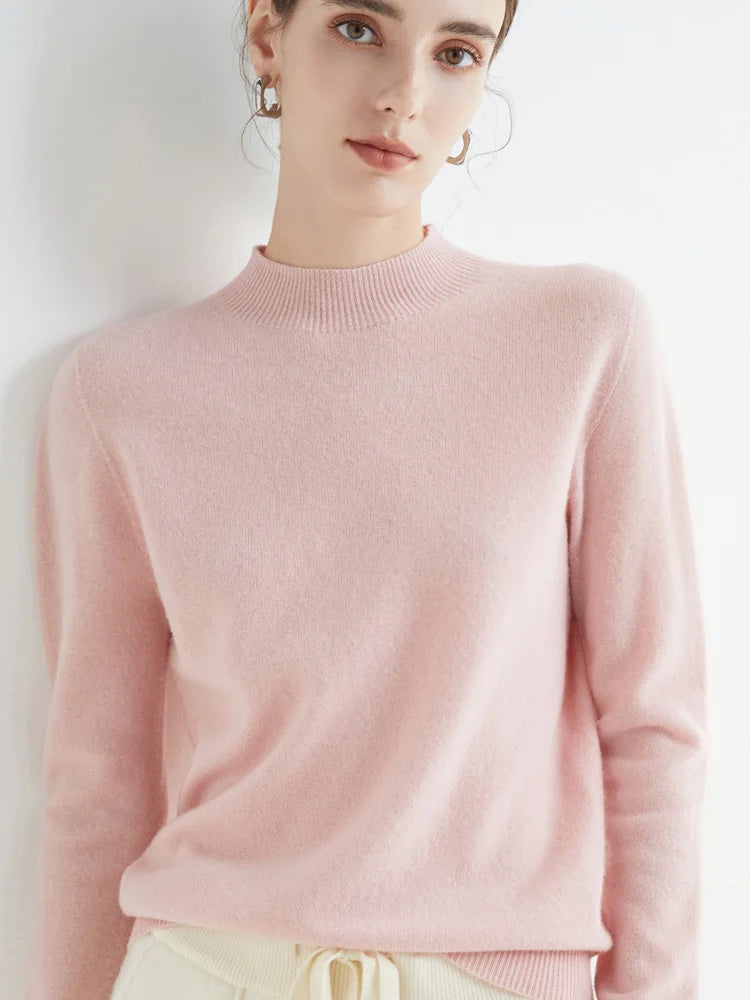 AOSSVIAO Luxury  Soft Knit Mock-Neck Sweater