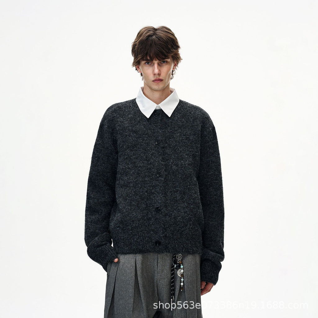 American-Style V-Neck Cardigan Sweater for Men