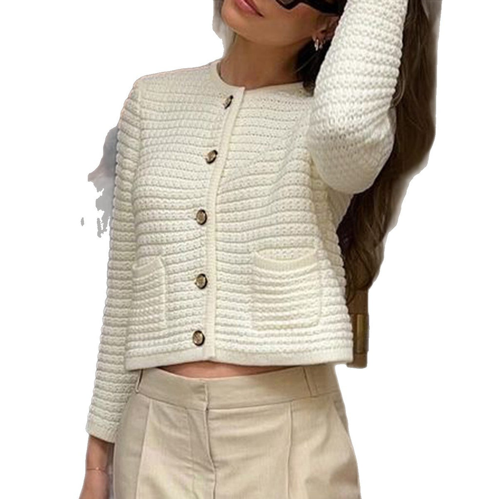 Fashion Long-Sleeve Button Shirt Sweater for Women