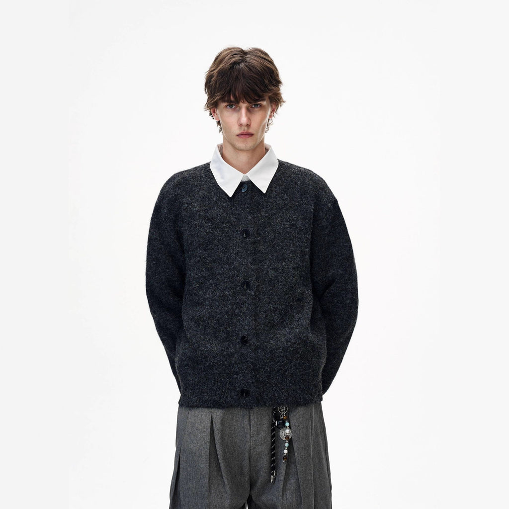 American-Style V-Neck Cardigan Sweater for Men