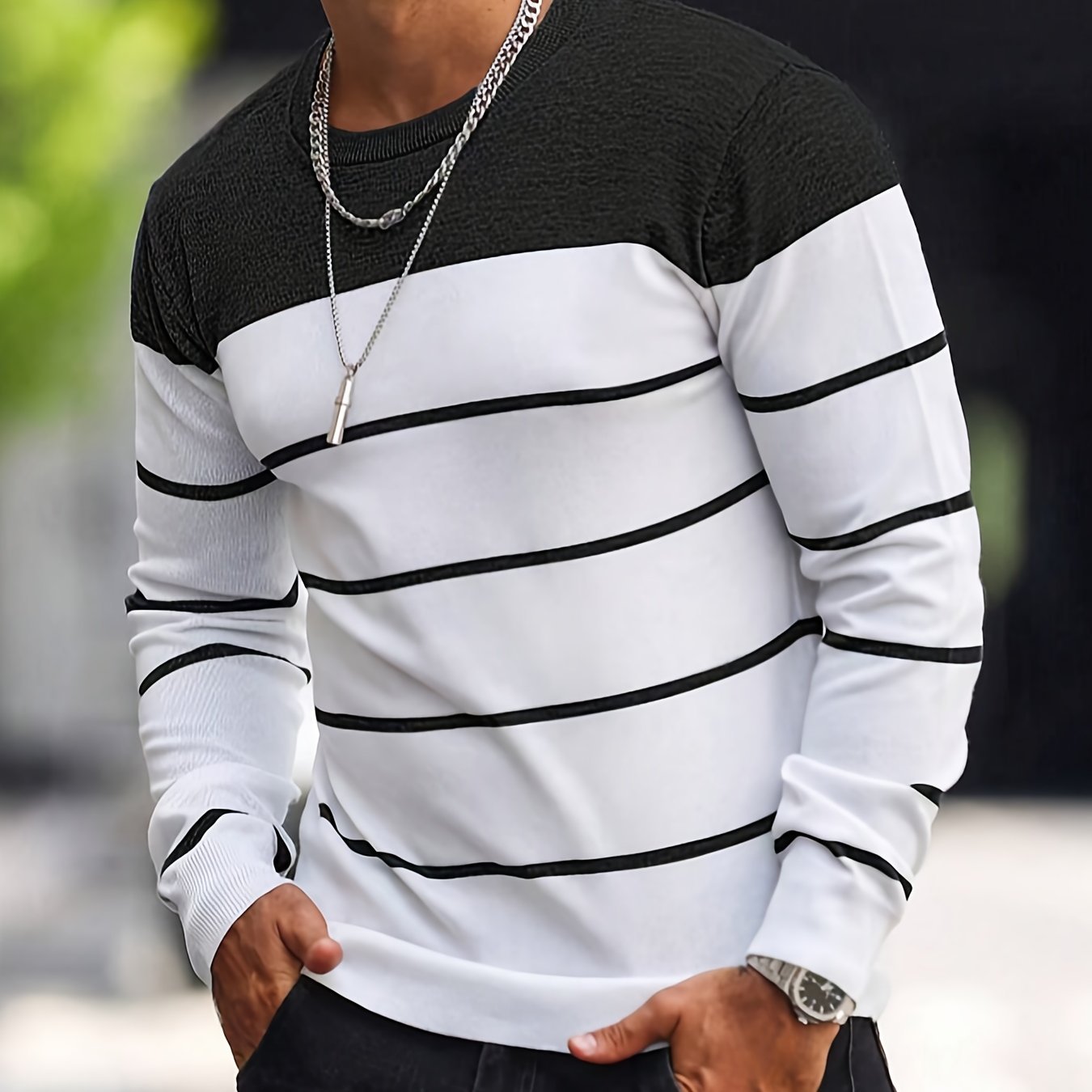 Men’s Knitted Crew-Neck Casual Sweatshirt