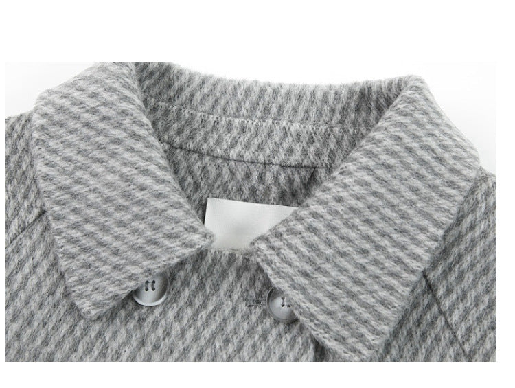 Pineapple-Pattern Wool Coat for Women