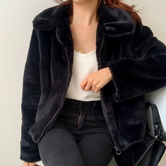 Thick Fur-Lined Cotton Coat for Women