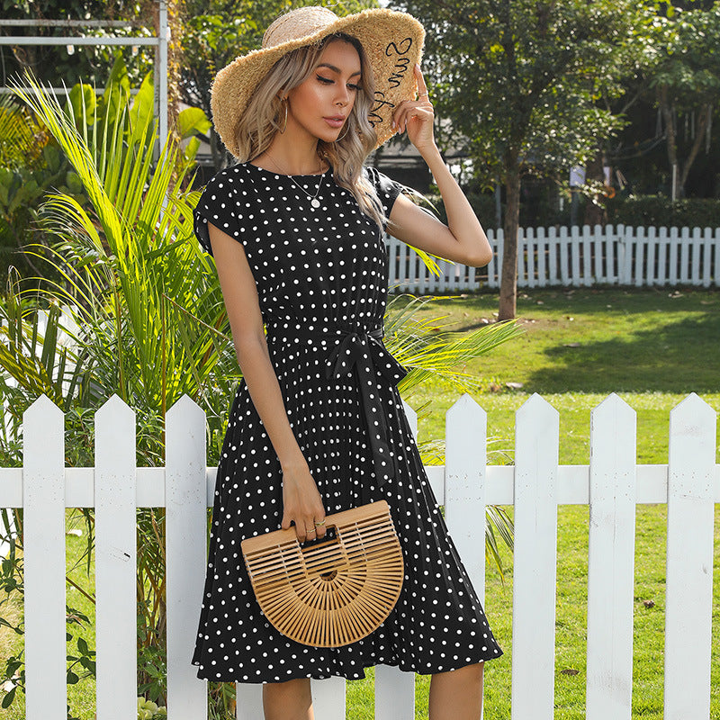 Green Polka Dot Short Sleeve Midi Dress
