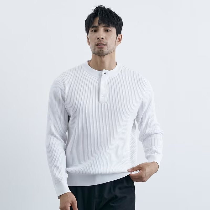 Sleek Preppy Long-Sleeve Business Sweater for Men