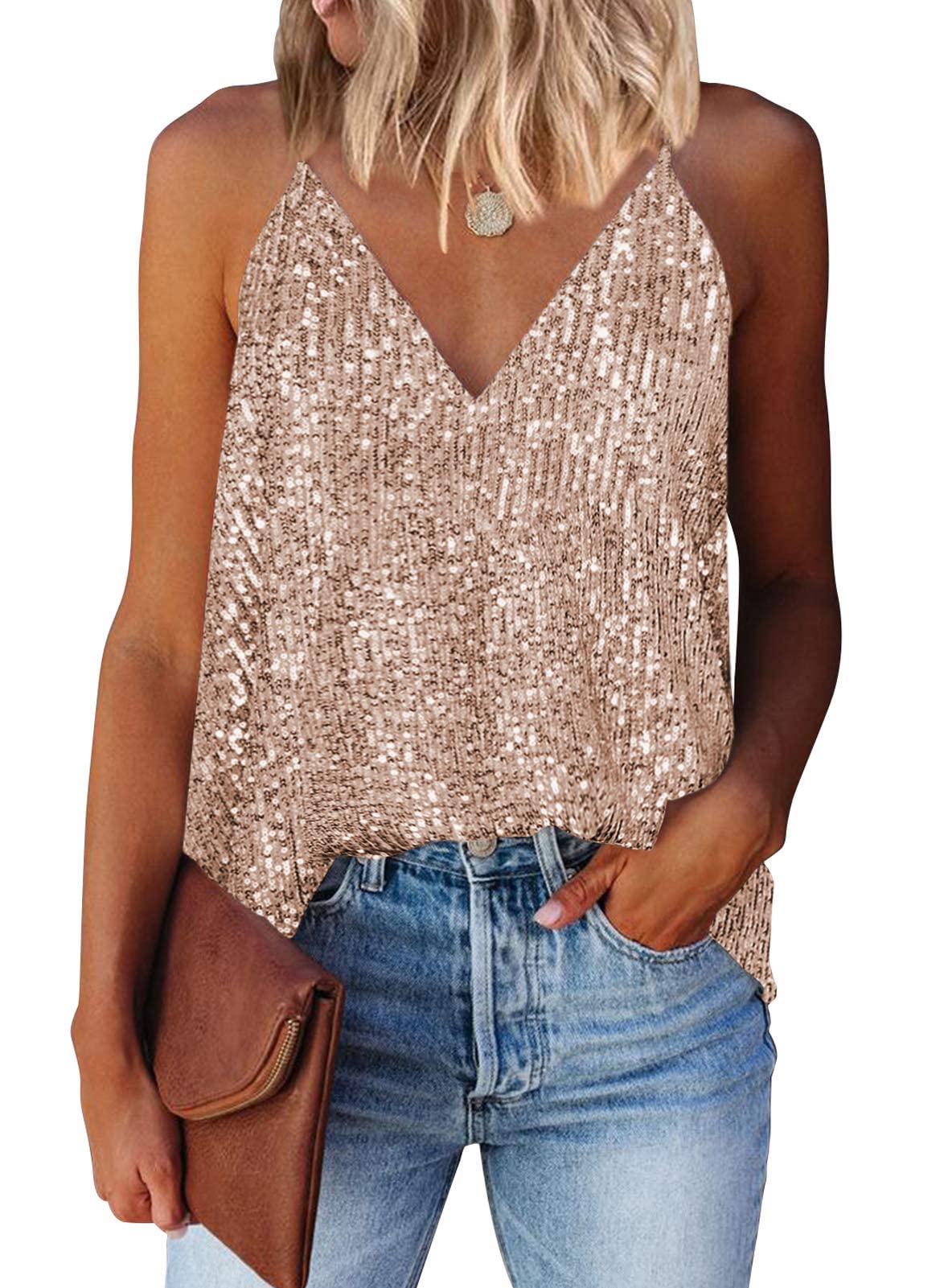 Summer Sexy V-Neck Sequin Sling Top