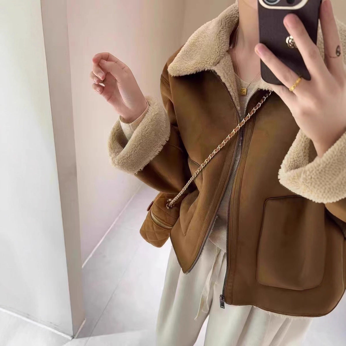 American Retro Short-Lapel Motorcycle Jacket