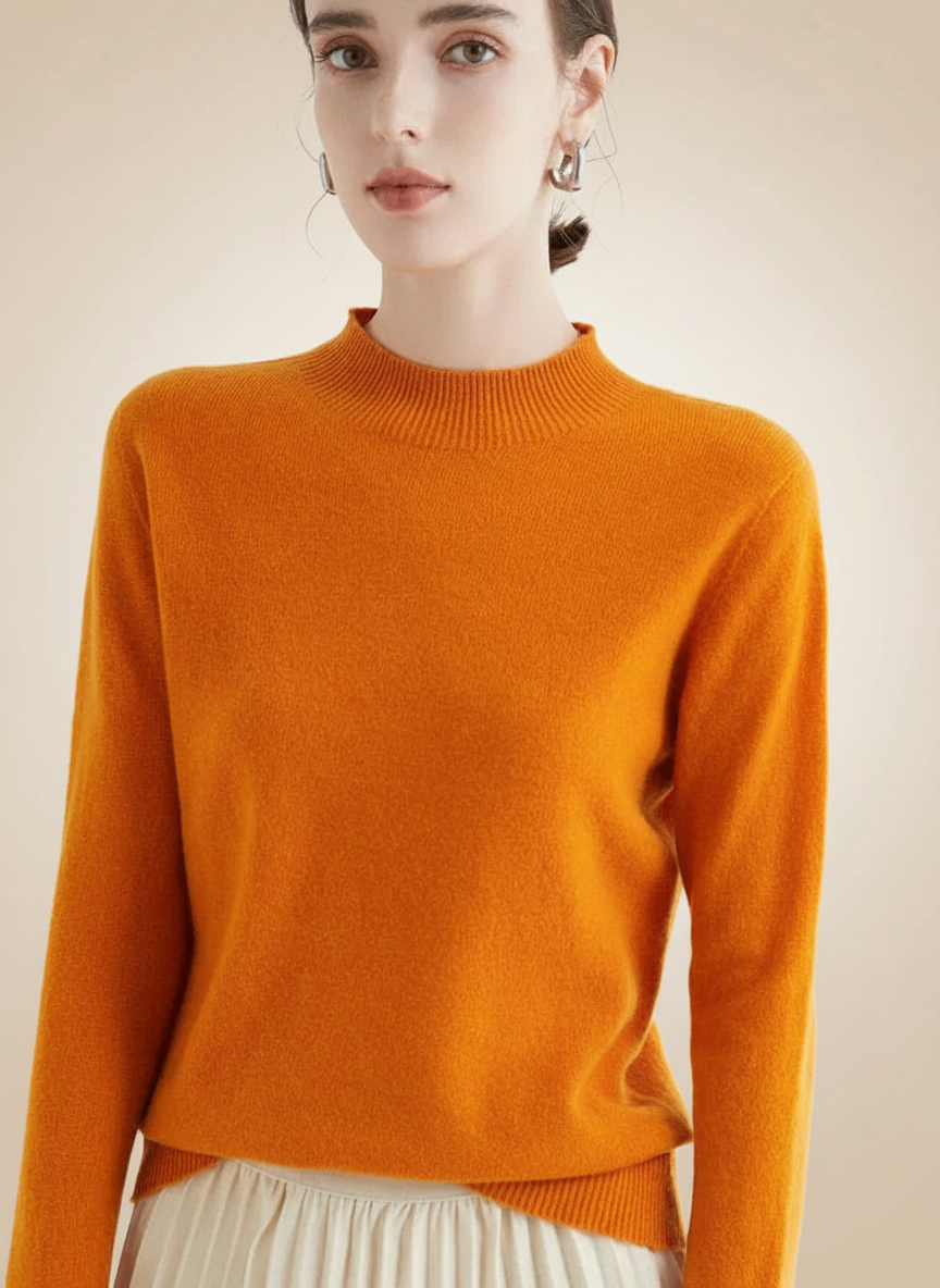 AOSSVIAO Luxury  Soft Knit Mock-Neck Sweater