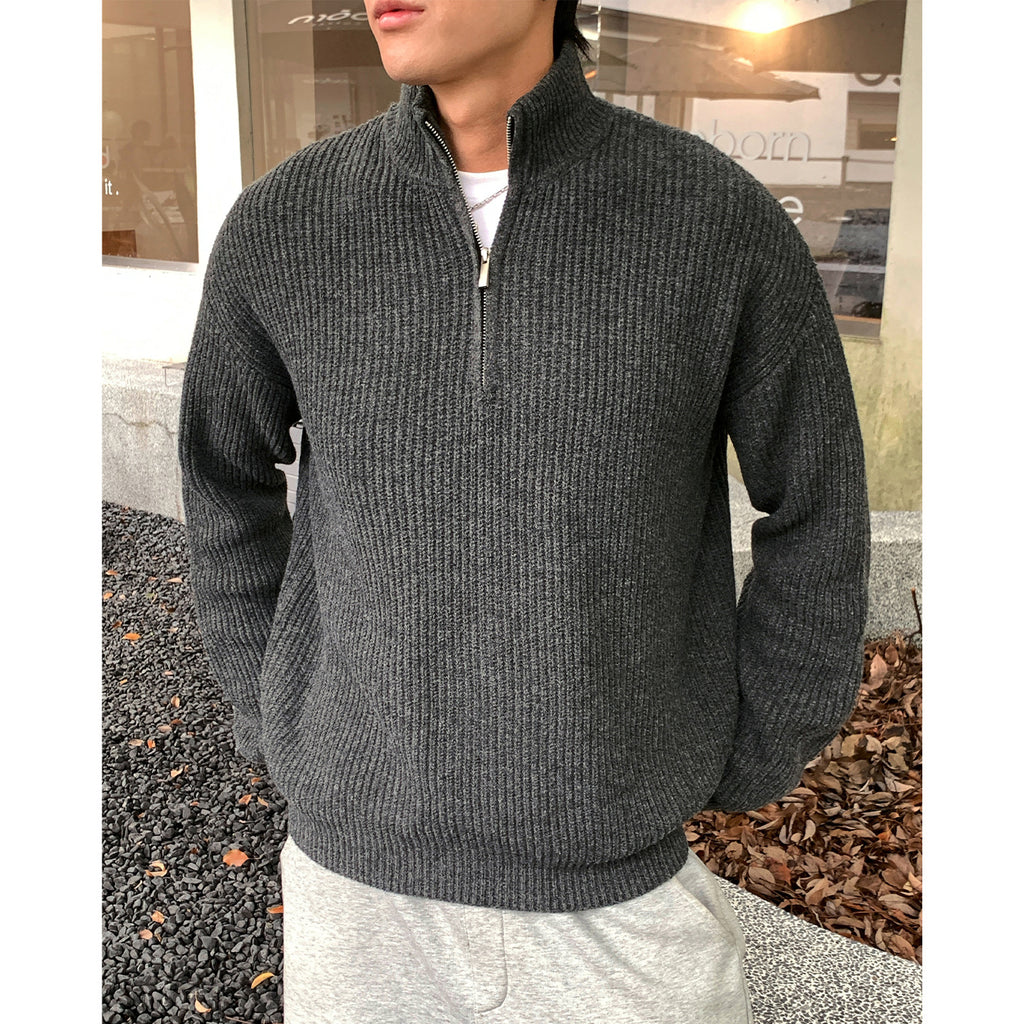 Half-Neck Zip-Up Turtleneck Sweater for Men