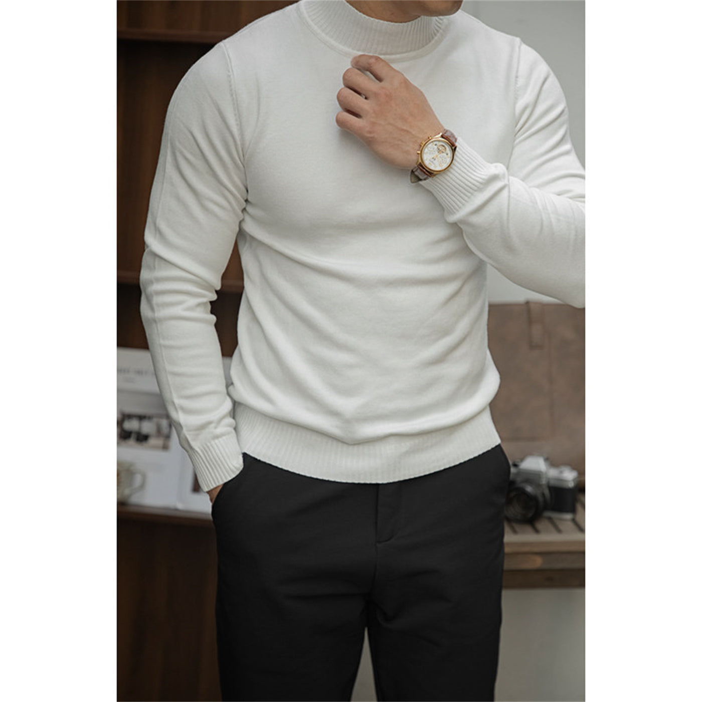 Basic Warm Knit Base Sweater for Men