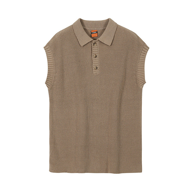 Loose-Fit V-Neck Knit Sweater Vest for Men