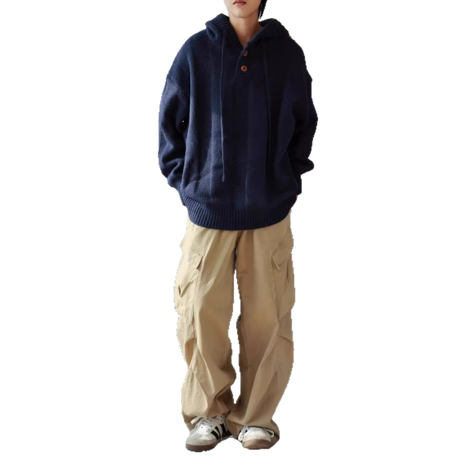 Retro Heated Mens Loose-Fit Pullover Hoodie