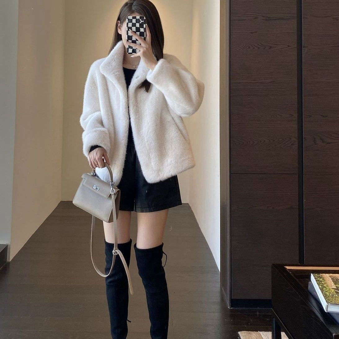 Stylish Loose-Fit Fur-Trimmed Collar Coat for Women