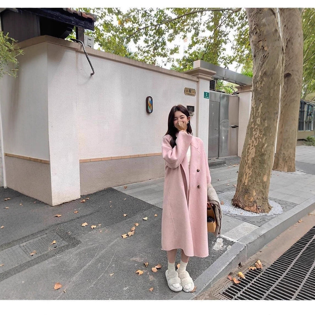 Western-Style Double-Faced Wool Coat for Women