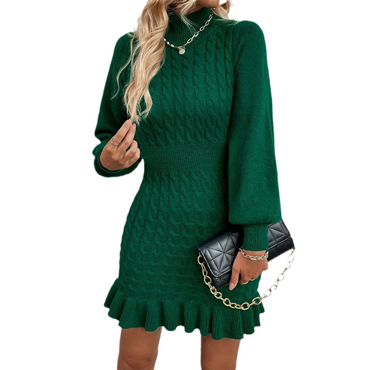 Solid-Color Twisted-Waist Dress for Women