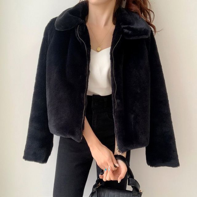 Thick Fur-Lined Cotton Coat for Women