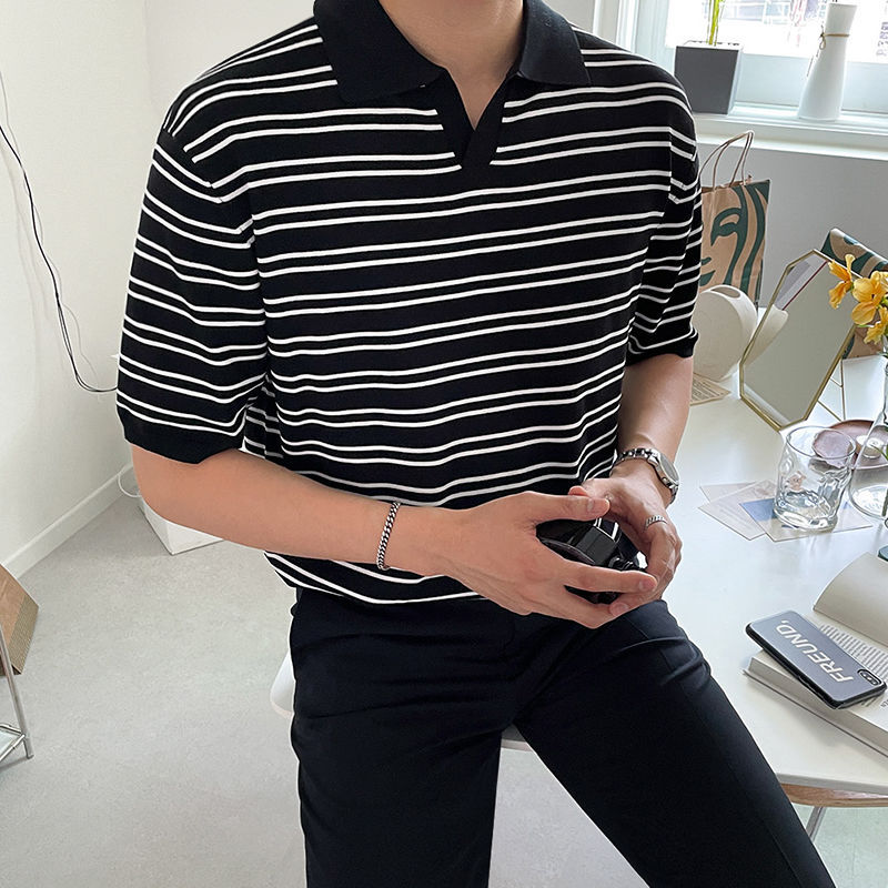 Korean-Style Loose-Fit Summer Polo Shirt for Men