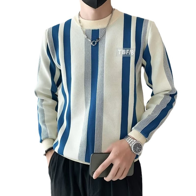 Contrast Color Sweater Striped Innerwear Knitwear Long-sleeved Top