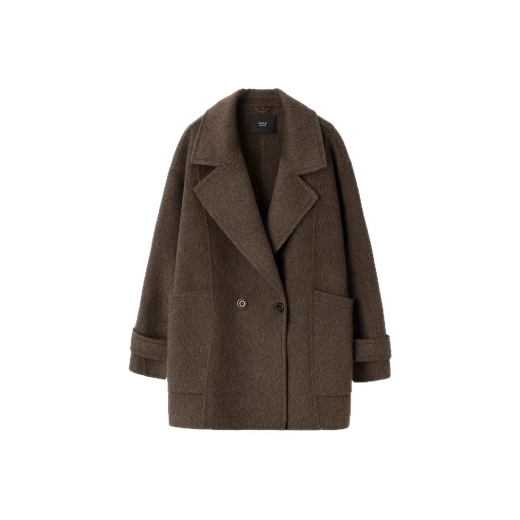 Classic Long Double-Faced Wool Coat in Old Money Style
