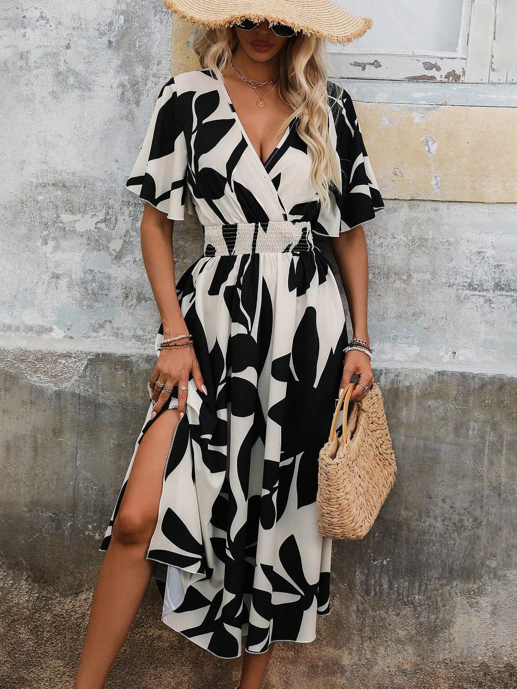 Summer New Elegant Women Crossneck Dress