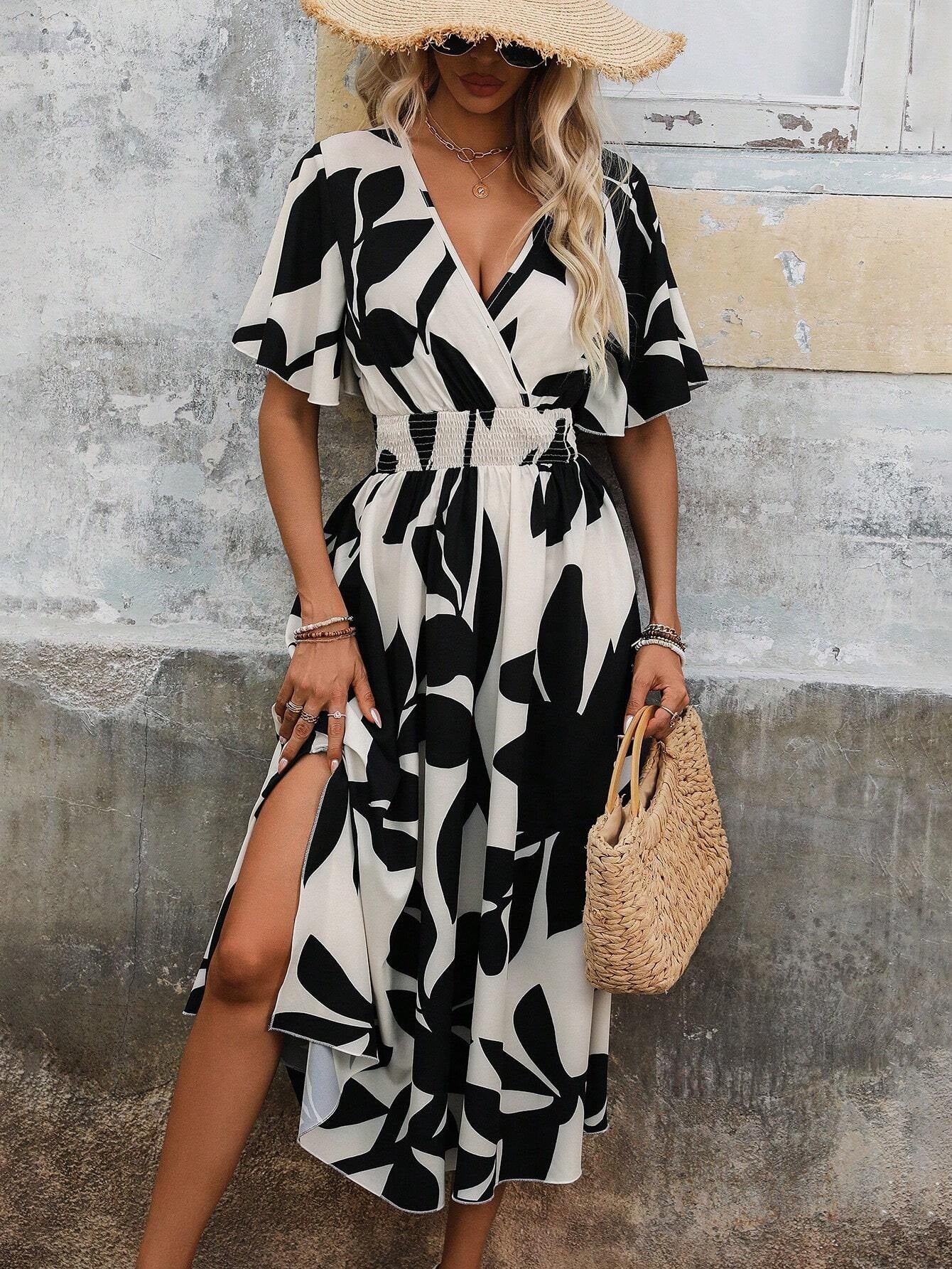 Summer New Elegant Women Crossneck Dress