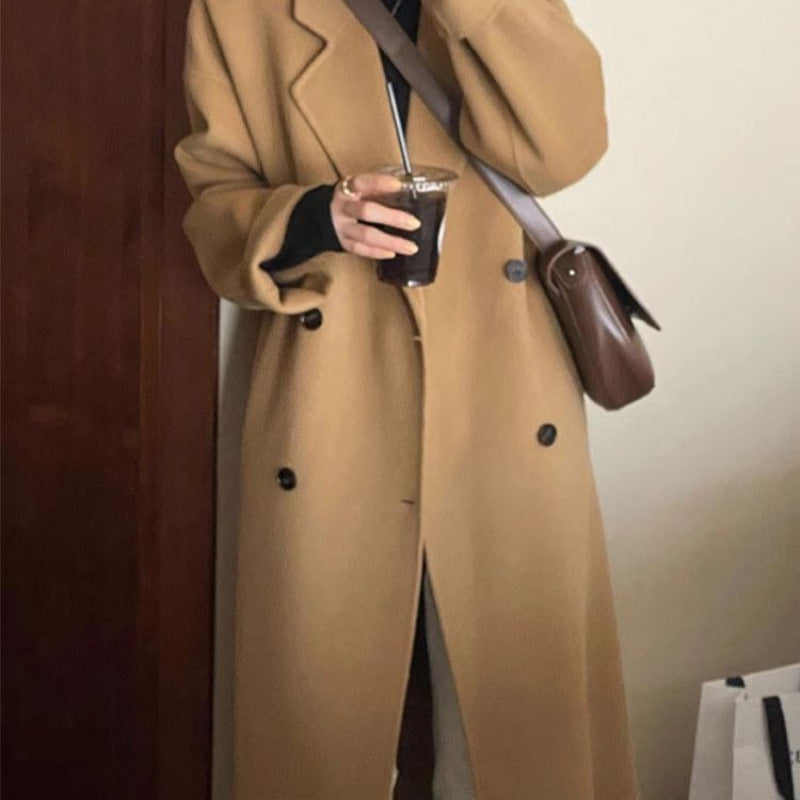 Western-Style Double-Faced Wool Coat for Women