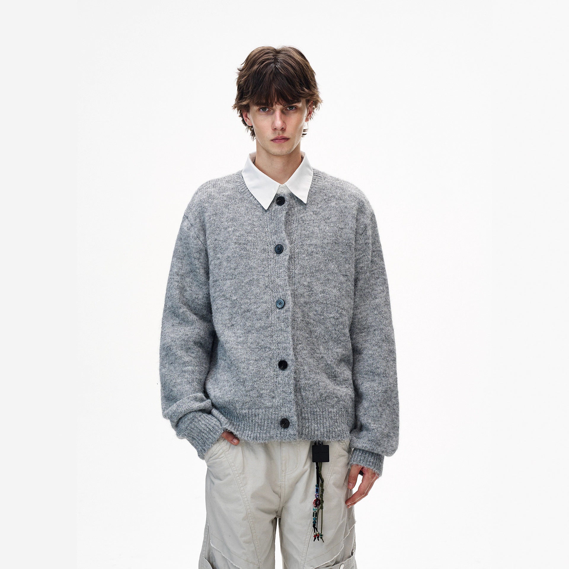 American-Style V-Neck Cardigan Sweater for Men