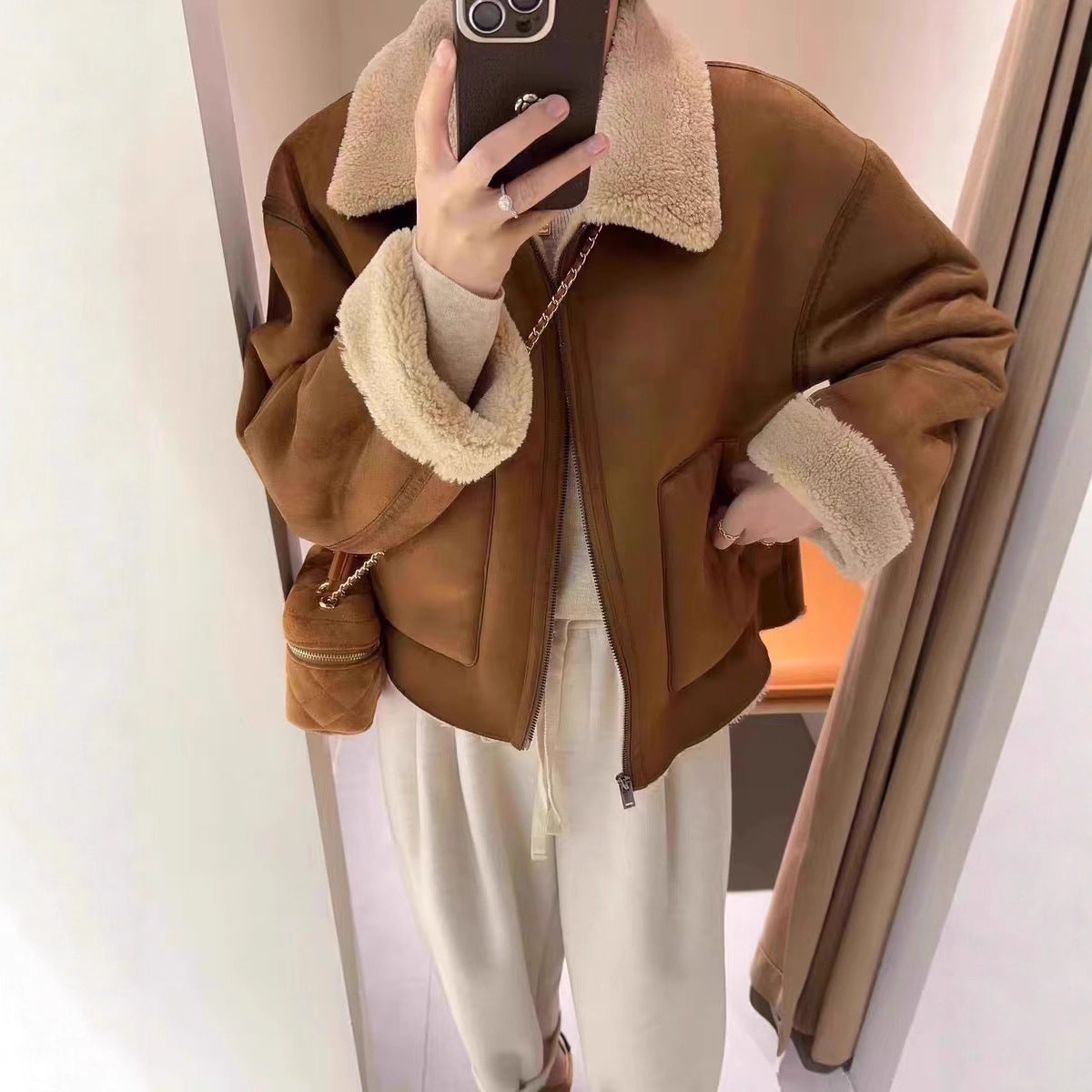 American Retro Short-Lapel Motorcycle Jacket