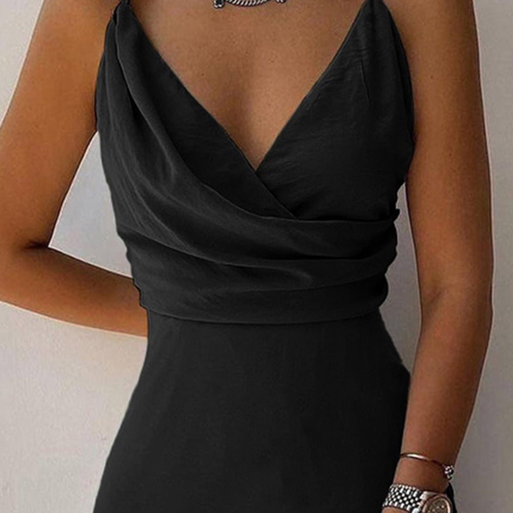 V-Neck Slit Sling Dress