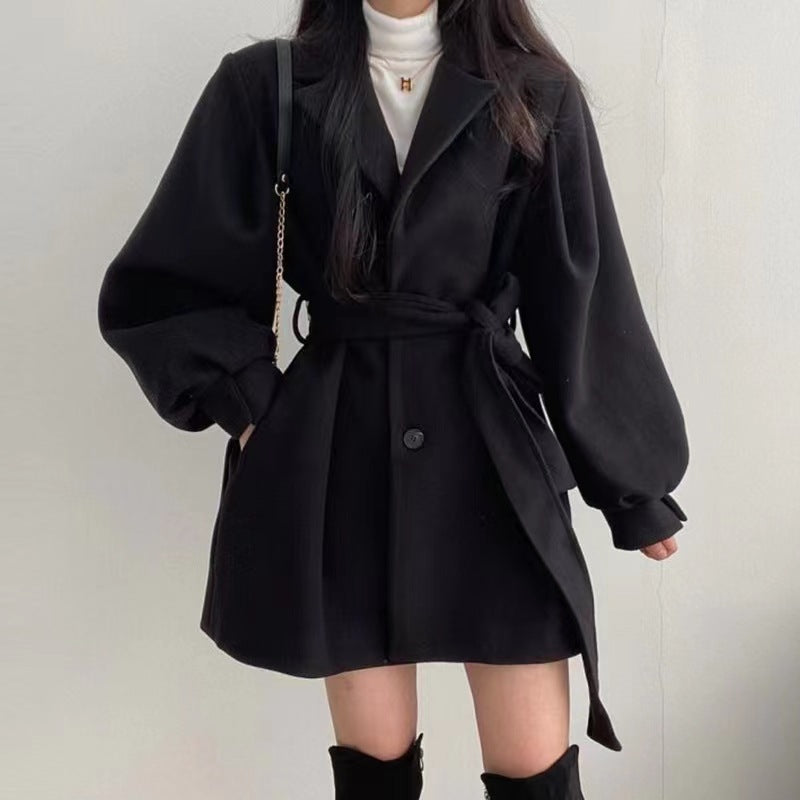 Hepburn-Style Wool Coat for Women