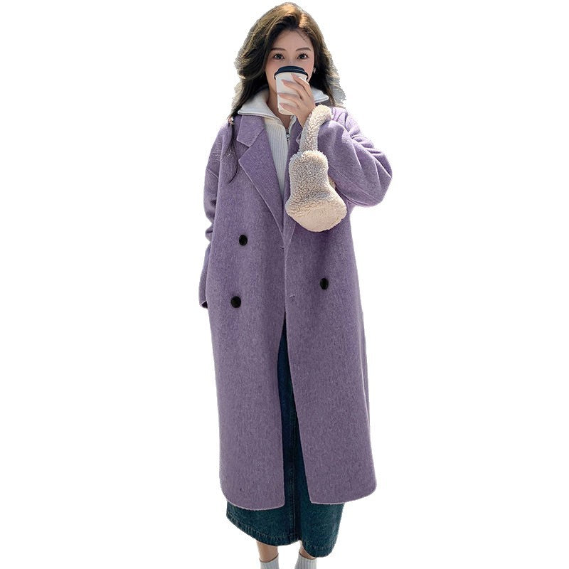 Western-Style Double-Faced Wool Coat for Women