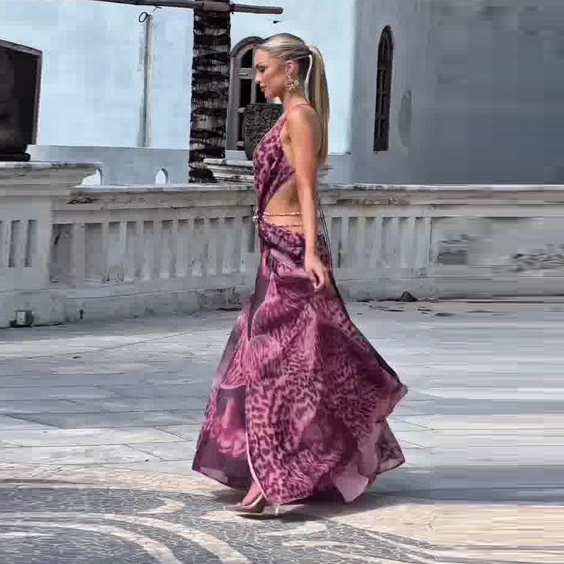 Summer Sleeveless Leopard Print Dress for Women