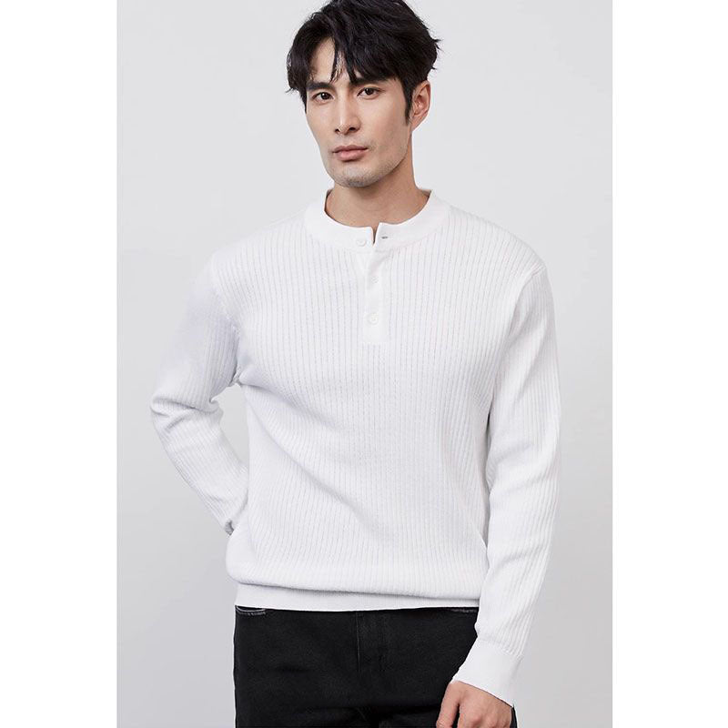 Sleek Preppy Long-Sleeve Business Sweater for Men