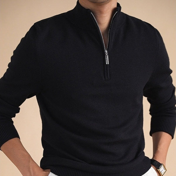 Half-Turtleneck Long-Sleeve Knit Sweater