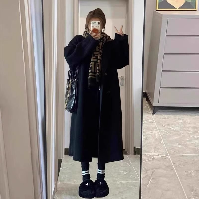 Western-Style Double-Faced Wool Coat for Women
