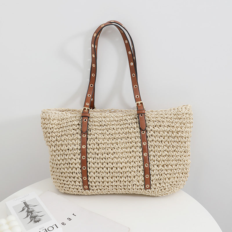 Minimalist Large-Capacity Woven Handbag for Women