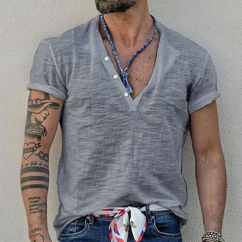Men’s Casual Solid Colour Slim-Fit Short-Sleeve T-Shirt