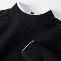 Wavy-Pattern Stand-Collar Sweater Jacket for Men