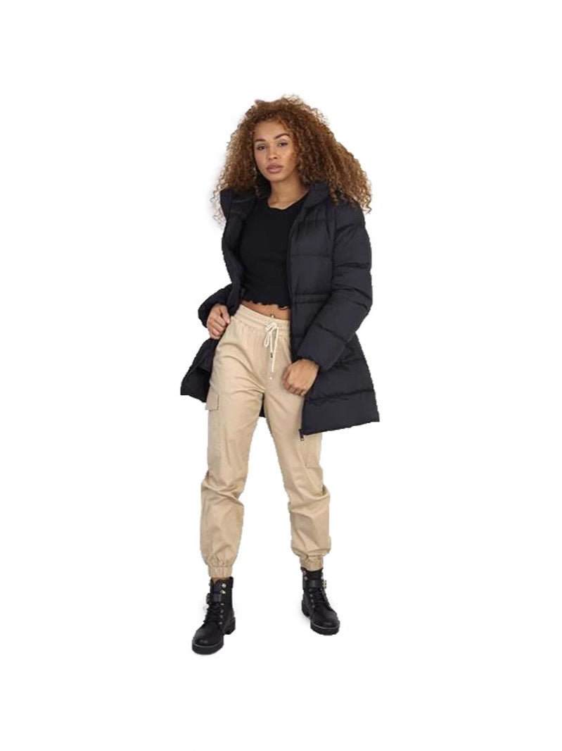 Thick Hooded Long Winter Cotton Coat for Women