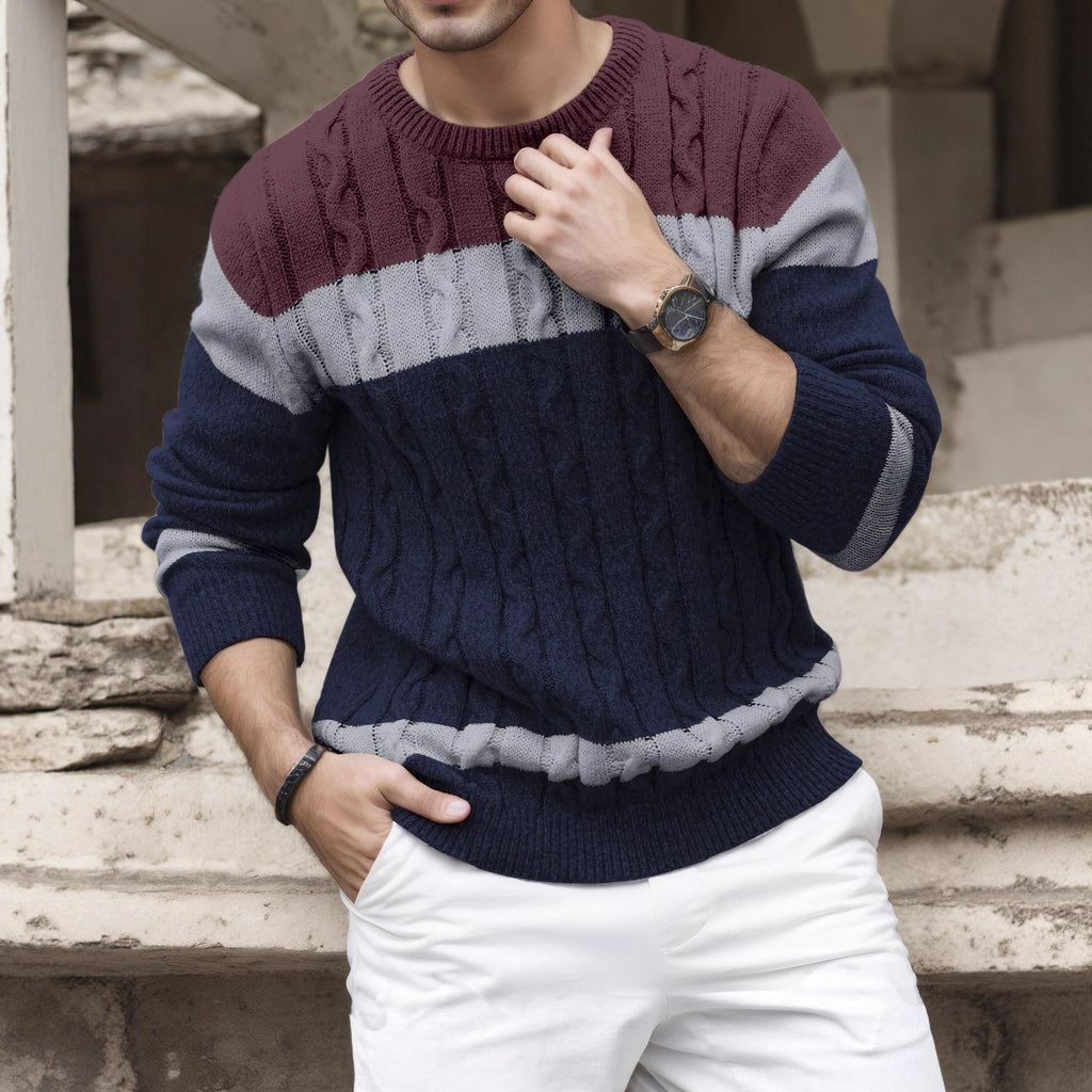 Color-Block Crew-Neck Pullover for Men