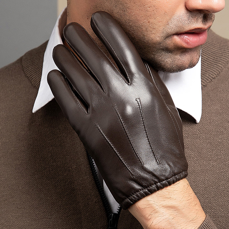 Short Genuine Sheepskin Gloves with Fleece Lining