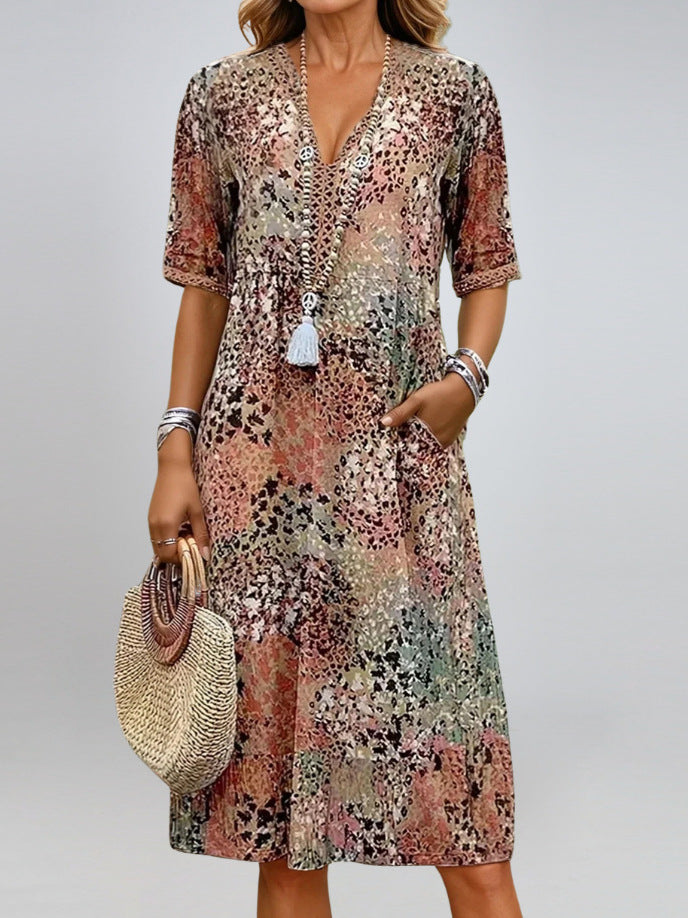 Summer V-Neck Half-Sleeve Dress