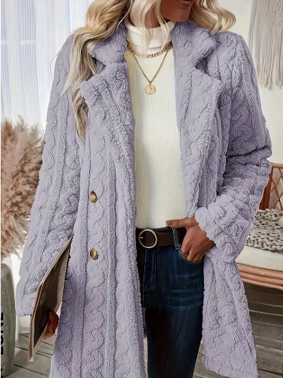 Insulated Double-Breasted Mid-Length Suit-Collar Coat