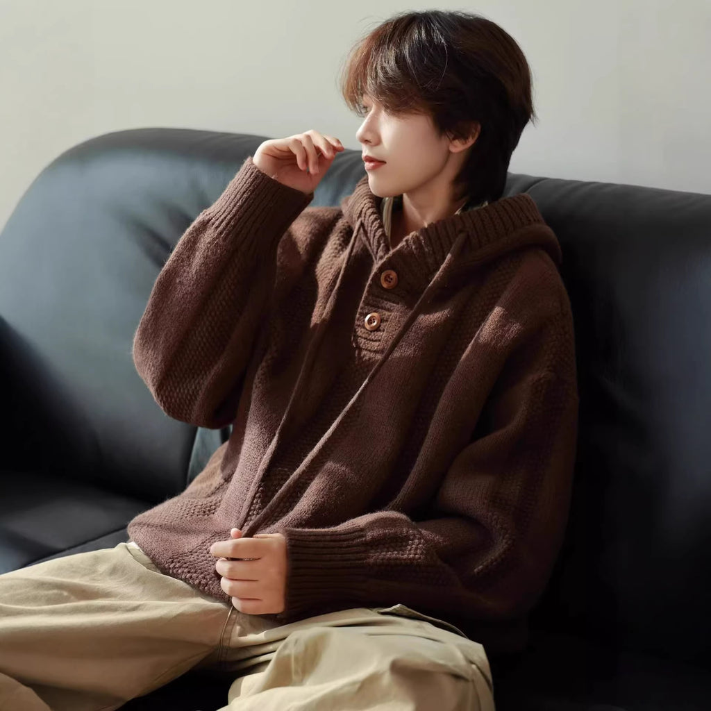 Retro Heated Mens Loose-Fit Pullover Hoodie