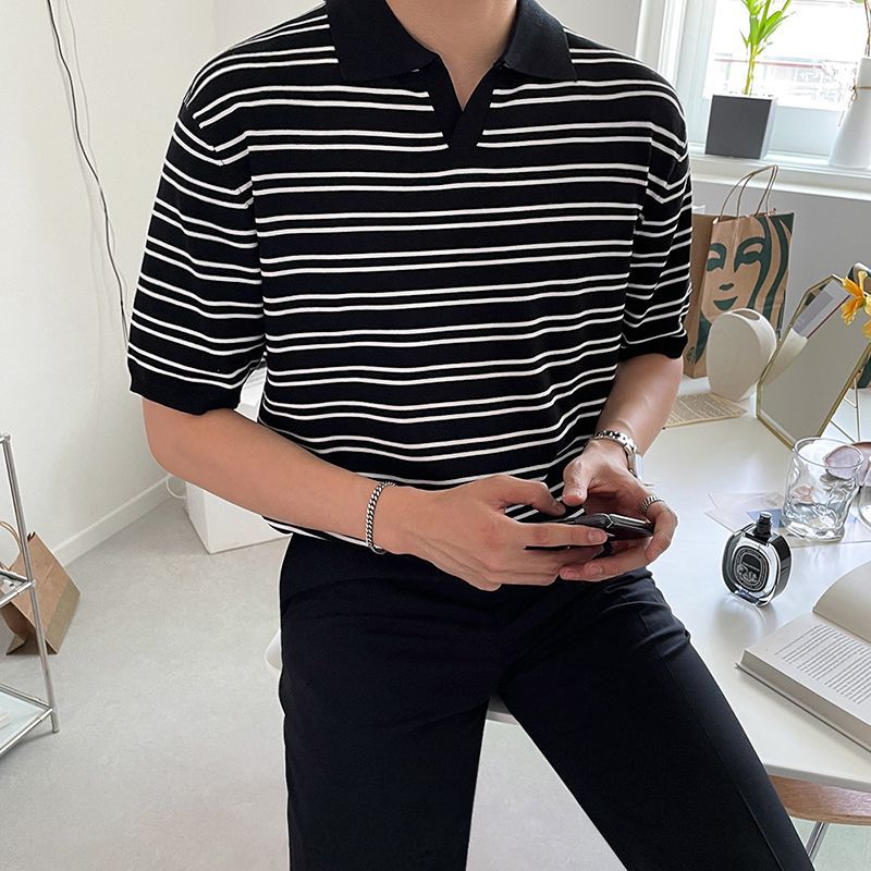 Korean-Style Loose-Fit Summer Polo Shirt for Men