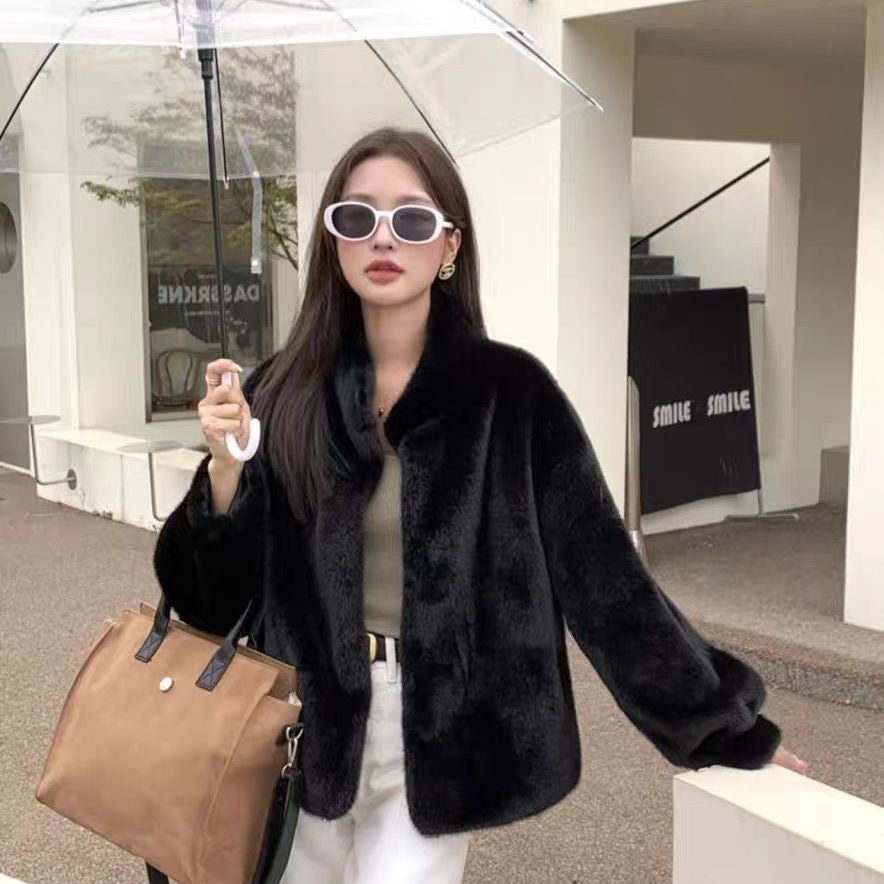 Stylish Loose-Fit Fur-Trimmed Collar Coat for Women