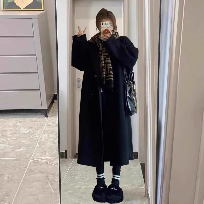 Western-Style Double-Faced Wool Coat for Women